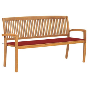 Ławka z poduszką 159cm drewno tekowe