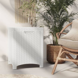 Skrzynia ogrodowa 39x39x46cm biała rattan PP