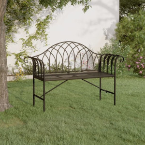 Ławka ogrodowa dla 2 osób 128cm czarna stalowa