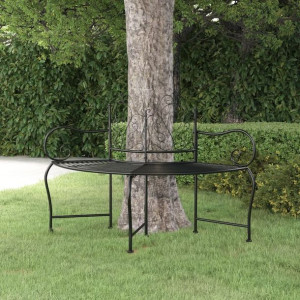 Ławka ogrodowa pod drzewo 150cm czarna stalowa