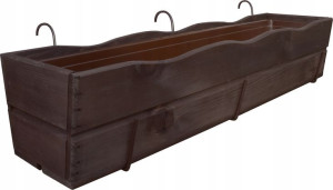 Skrzynka Balkonowa Drewniana Palisander 84cm+wkład+haki