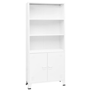 Regał na książki industrialny biały 80x32x180cm stal
