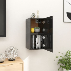 Szafki RTV wiszące 2 szt. połysk czarne 30.5x30x30cm