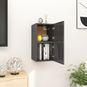 Szafki RTV wiszące 2 szt. połysk szare 30.5x30x30cm