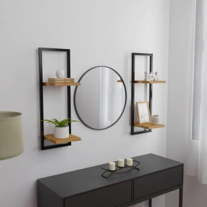 Półki ścienne 2 szt. 25x25x75cm lite drewno akacjowe i stal