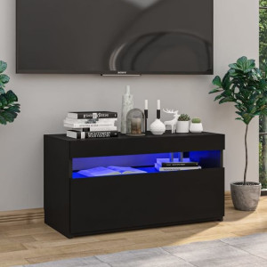 Szafka RTV z LED czarna połysk 75x35x40cm