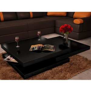 Stolik kawowy 3-poziomowy połysk 80x80x30.5cm czarny