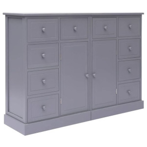 Komoda z 10 szufladami szara 113x30x79cm drewniana