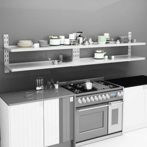 Półki ścienne wiszące 2 poziomy 2 szt. stal 300x30cm
