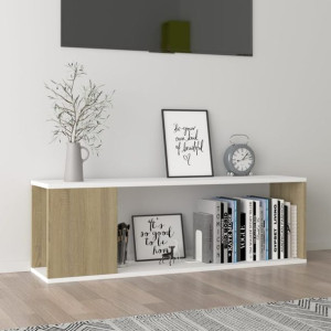 Szafka RTV biel i dąb sonoma 100x24x32cm płyta wiórowa