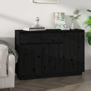 Szafka czarna 110x34x75cm lite drewno sosnowe