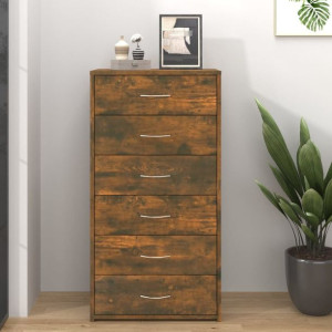 Komoda z 6 szufladami przydymiony dąb 50x34x96cm