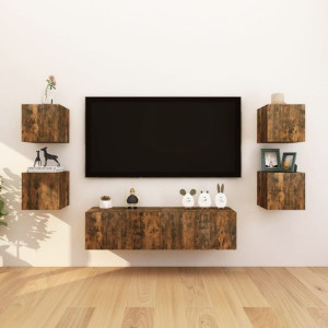 Szafki RTV wiszące 8 szt. przydymiony dąb 30.5x30x30cm