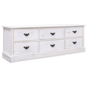 Szafka RTV antyczna biel 108x30x40cm drewno paulownia