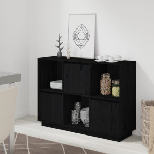 Szafka czarna 110.5x35x80cm lite drewno sosnowe