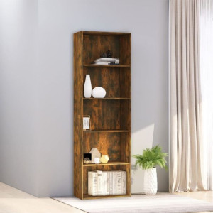 Regał na książki z 5 półkami przydymiony dąb 60x30x189cm