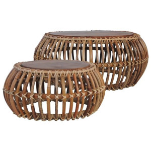Stoliki kawowe 2 szt. naturalny rattan