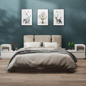 Szafki nocne 2 szt. białe 60x34x51cm lite drewno sosnowe