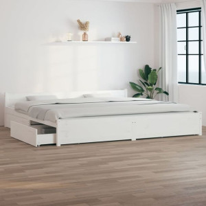 Łóżko do sypialni z szufladami białe 200x200cm