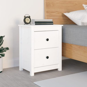Szafka nocna biała 50x35x61.5cm lite drewno sosnowe
