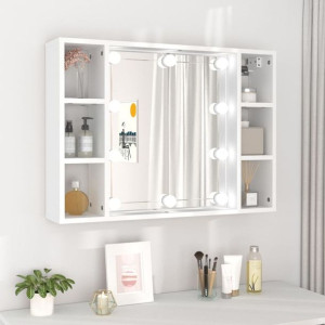 Szafka z lustrem i oświetleniem LED biała 76x15x55cm