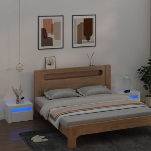 Szafki nocne z LED 2 szt. białe 60x35x40cm