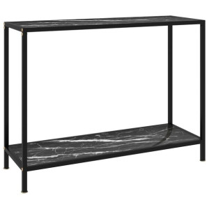 Stolik konsolowy czarny 100x35x75cm szkło hartowane