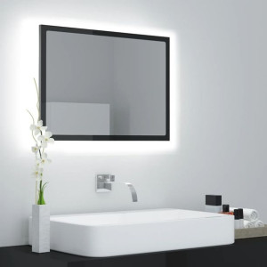 Lustro łazienkowe z LED czarne na połysk 60x8.5x37cm