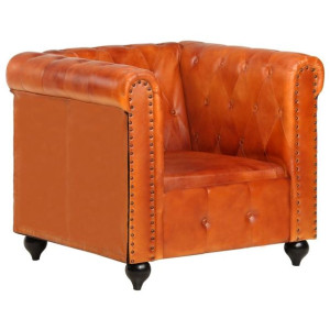 Fotel wypoczynkowy Chesterfield brąz skóra naturalna