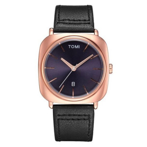 Zegarek Męski Tomi Retro Złoty Na Czarnym Pasku Zm177wz1