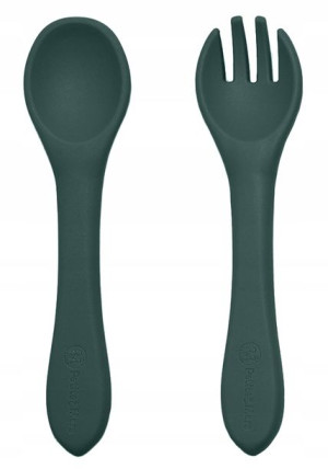Petite&Mars Silikonowe Sztućce Misty Green 6M+