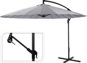 Parasol ogrodowy Shangai 3m szary + pokrowiec