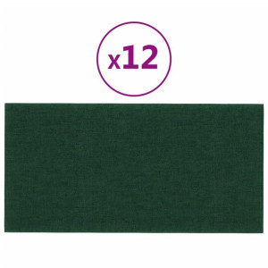 Panele ścienne, 12 szt, ciemnozielone, 60x30 cm, tkanina 2,16m²