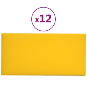 Panele ścienne, 12 szt., żółte, 60x30 cm, aksamit, 2,16 m²