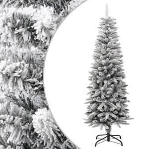 Sztuczna, smukła choinka pokryta śniegiem, 150 cm, PVC i PE