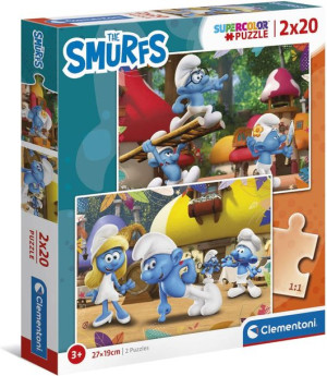Puzzle Supercolor - Smerfy - 2x20 Elementów - Clementoni - 24789
