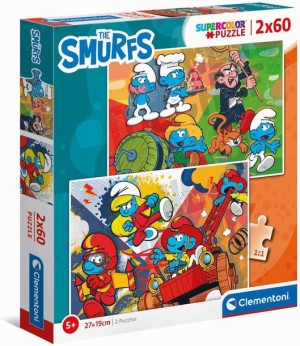 Puzzle Supercolor - Smerfy - 2x60 Elementów - Clementoni - 24792