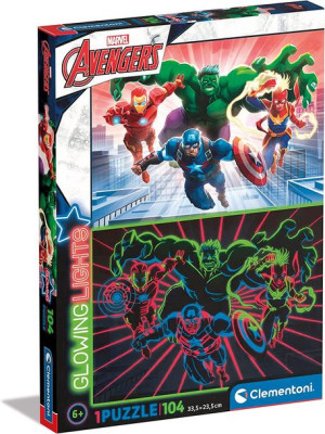 Puzzle Supercolor Glowing - Avengers - 104 Elementy - Clementoni - 27554