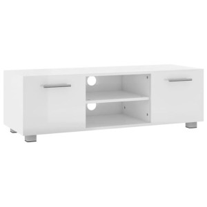 Szafka pod TV, biała, wysoki połysk, 110x40x35 cm
