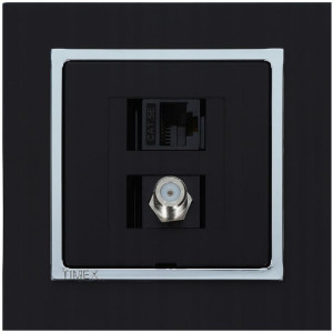 Gniazdo antenowe typu F + RJ45 MAGIC czarny mat / chrom