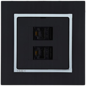 Gniazdo internetowe 2 x LAN RJ45 MAGIC czarny mat / chrom