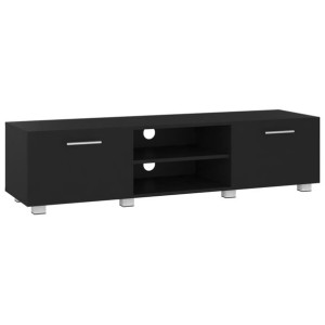 Szafka pod TV, czarna, 140x40x35 cm materiał drewnopochodny