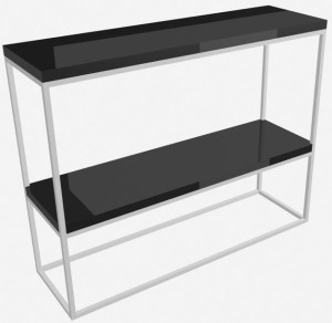 Konsola Metalowa KOR 2 Styl Industrialny Loft Czarna z Półka Blat Biały Cza