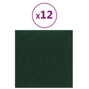 Panele ścienne, 12 szt, ciemnozielone, 30x30 cm, tkanina 1,08m²