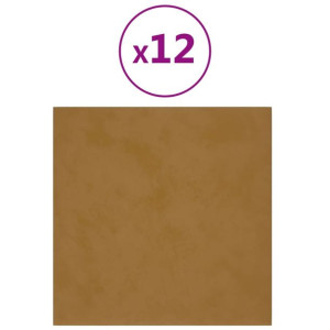 Panele ścienne, 12 szt., brązowe, 30x30 cm, aksamit, 1,08 m²