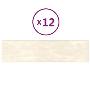 Panele ścienne, 12 szt., kremowe, 60x15 cm, aksamit, 1,08 m²