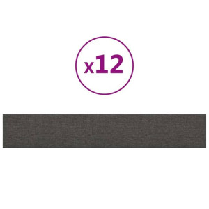 Panele ścienne, 12 szt, ciemnoszare, 90x15 cm, tkanina, 1,62 m²