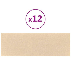 Panele ścienne, 12 szt., kremowe, 90x30 cm, tkanina, 3,24 m²