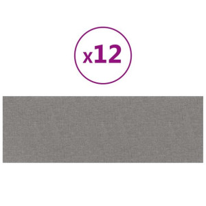 Panele ścienne, 12 szt., jasnoszare, 90x30 cm, tkanina, 3,24 m²