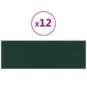 Panele ścienne, 12 szt, ciemnozielone, 90x30 cm tkanina 3,24 m²